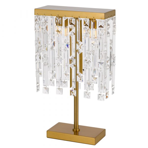 Cerone Antique Gold with Clear Crystal Modern Elegant Table Lamp