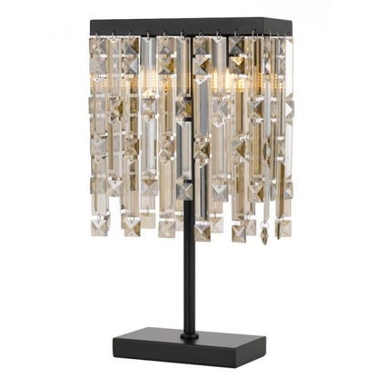Cerone Black with Champagne Crystal Modern Elegant Table Lamp