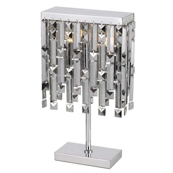 Cerone Chrome with Smoke Crystal Modern Elegant Table Lamp