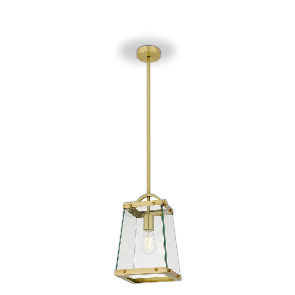Colair 1 Light Brass and Glass Classic Pendant