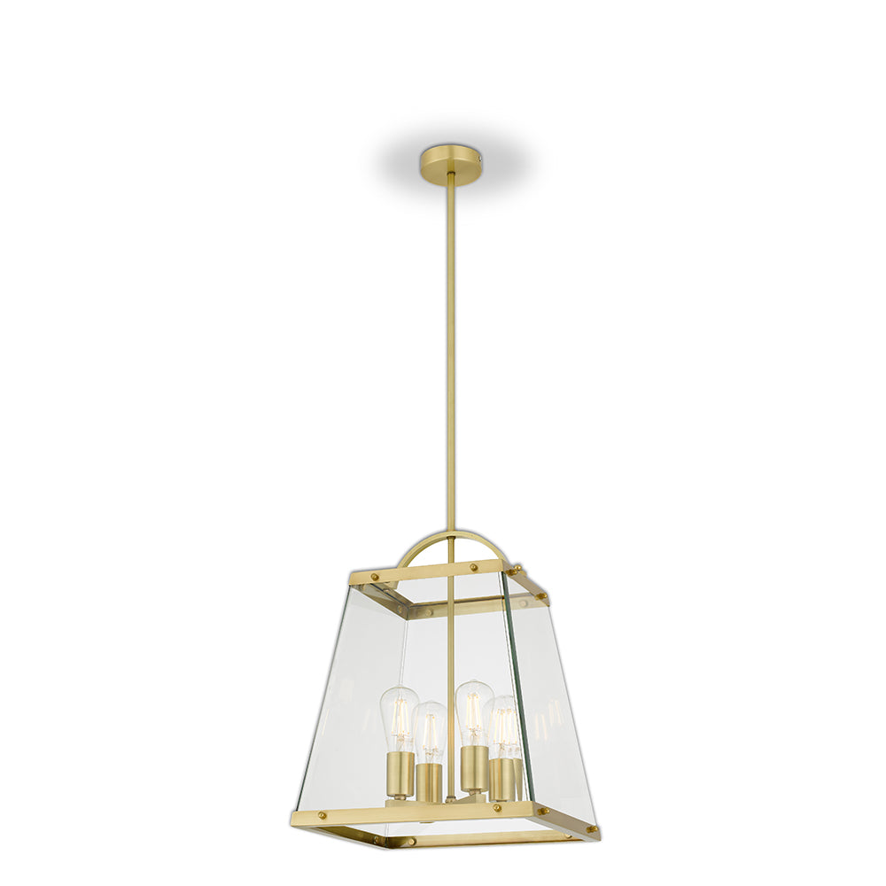 Colair 4 Light Brass and Glass Classic Pendant