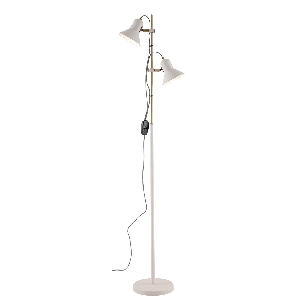 Corelli White with Antique Brass Adjustable Floor Lamp