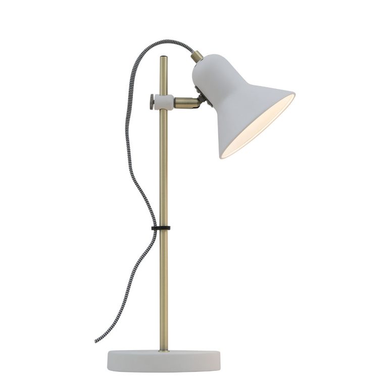 Corelli white and Antique Brass Adjustable Table Lamp