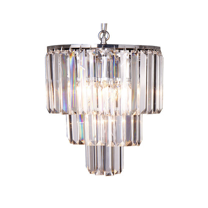 Celestial 3 Tier Chrome Crystal Prism Chandelier Pendant