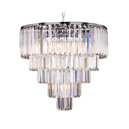 Celestial 5 Tier Chrome 10 Light Crystal Prism Chandelier Pendant