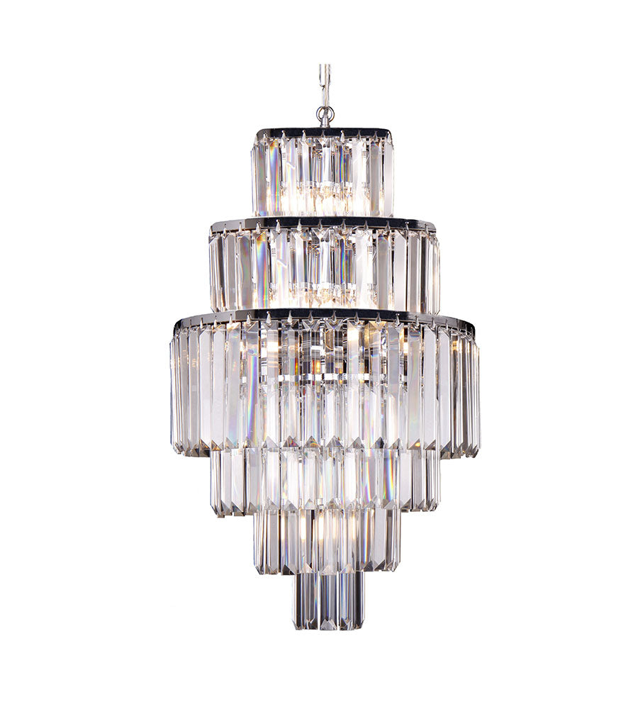 Celestial 6 Tier Chrome 9 Light Crystal Prism Chandelier Pendant