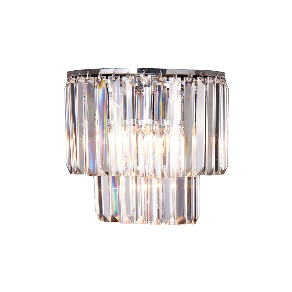 Celestial 2 Tier Chrome Wall Light Crystal Prism Chandelier