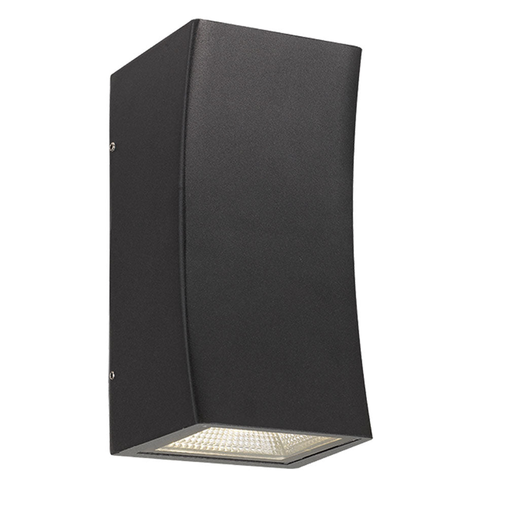 Dash Black Curved Box Up/Down LED Exterior Wall Light