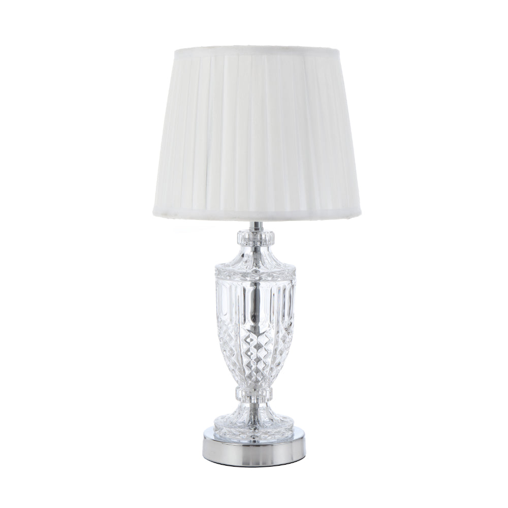 Debden Chrome and Ivory Traditional Glass Table Lamp