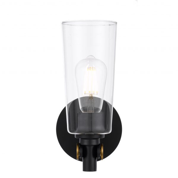 Delmar Black and Clear Industrial Modern Wall Light