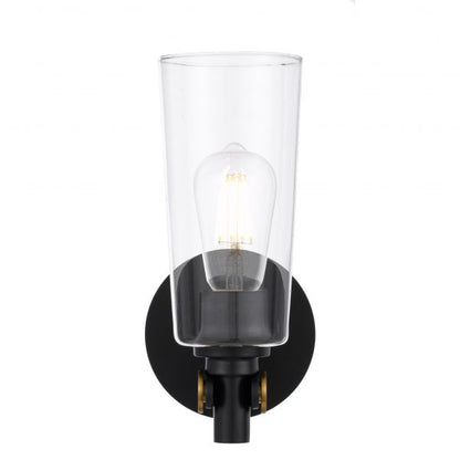 Delmar Black and Clear Industrial Modern Wall Light