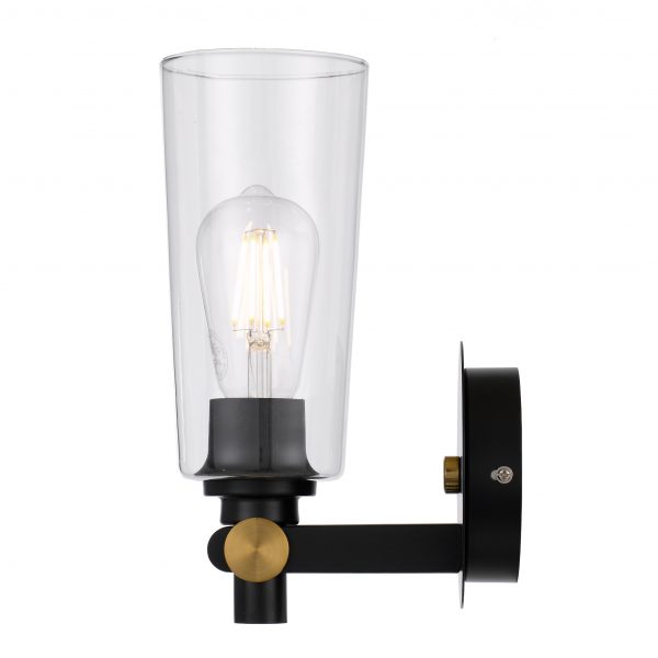 Delmar Black and Clear Industrial Modern Wall Light