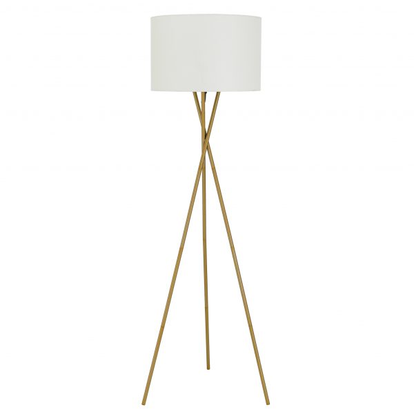 Denise Antique Gold with Ivory Shade Modern Tripod Floor Lamp