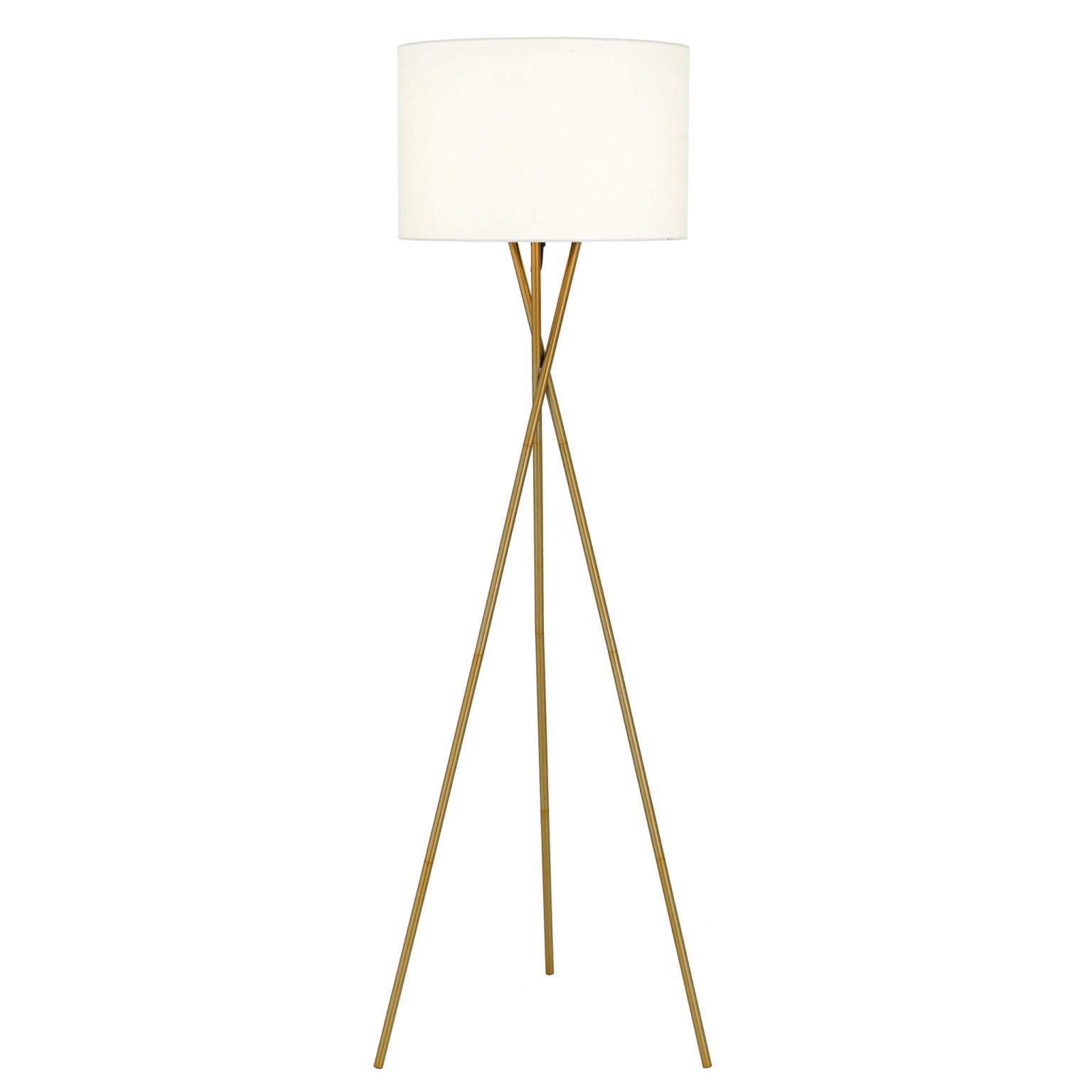 Denise Antique Gold with Ivory Shade Modern Tripod Floor Lamp