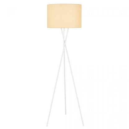 Denise White with Wheat Shade Modern Tripod Floor Lamp