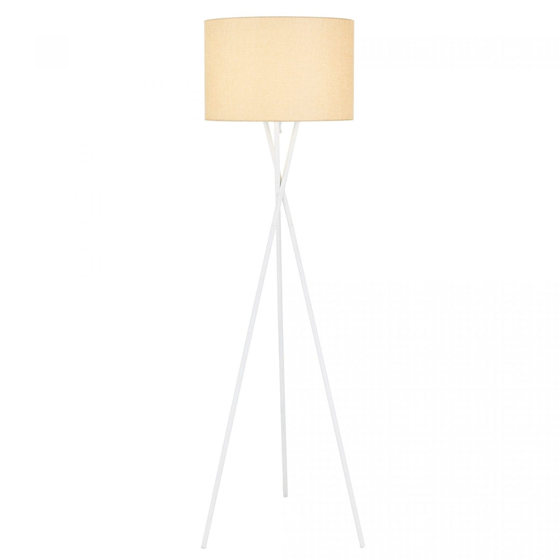 Denise White with Wheat Shade Modern Tripod Floor Lamp