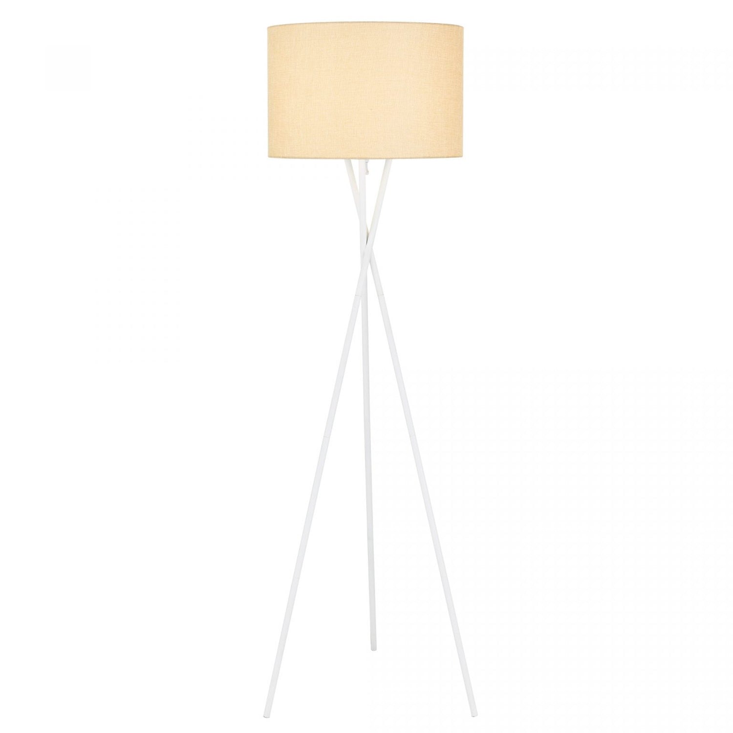 Denise White with Wheat Shade Modern Tripod Floor Lamp