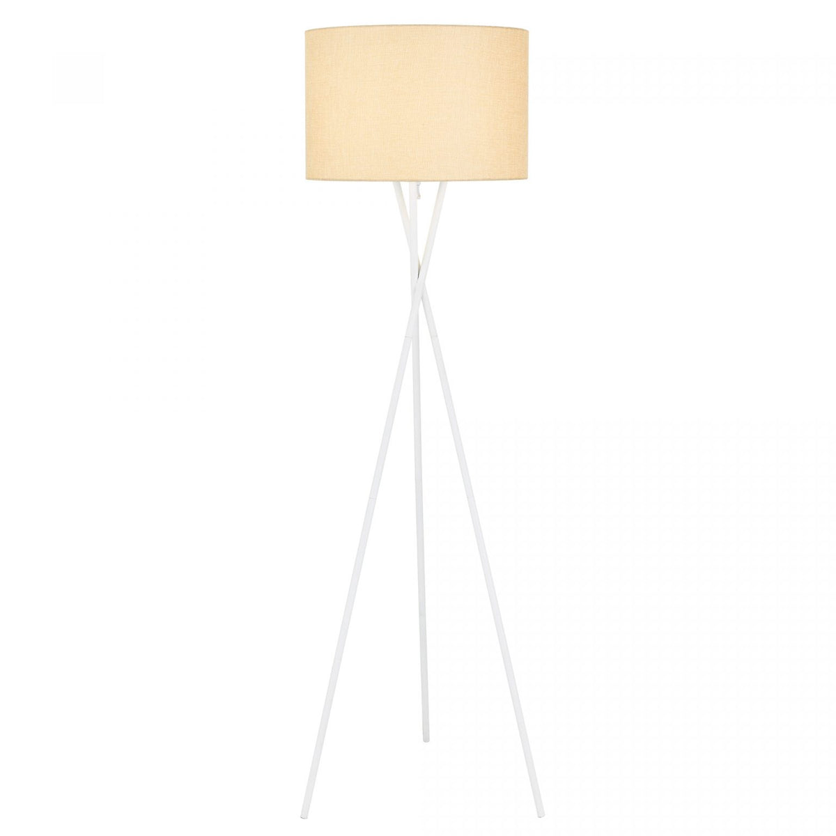 Denise White with Wheat Shade Modern Tripod Floor Lamp