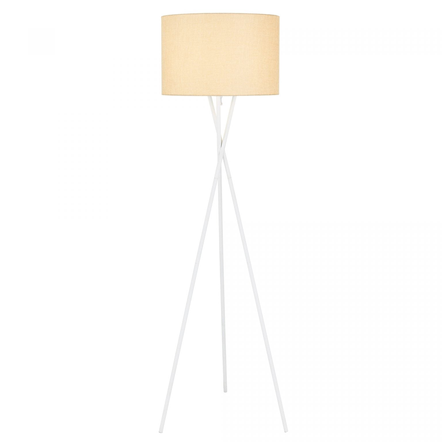 Denise White with Wheat Shade Modern Tripod Floor Lamp