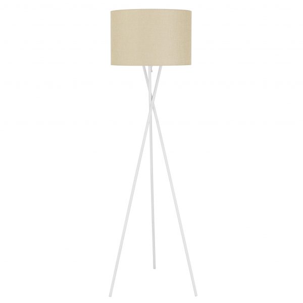 Denise White with Wheat Shade Modern Tripod Floor Lamp