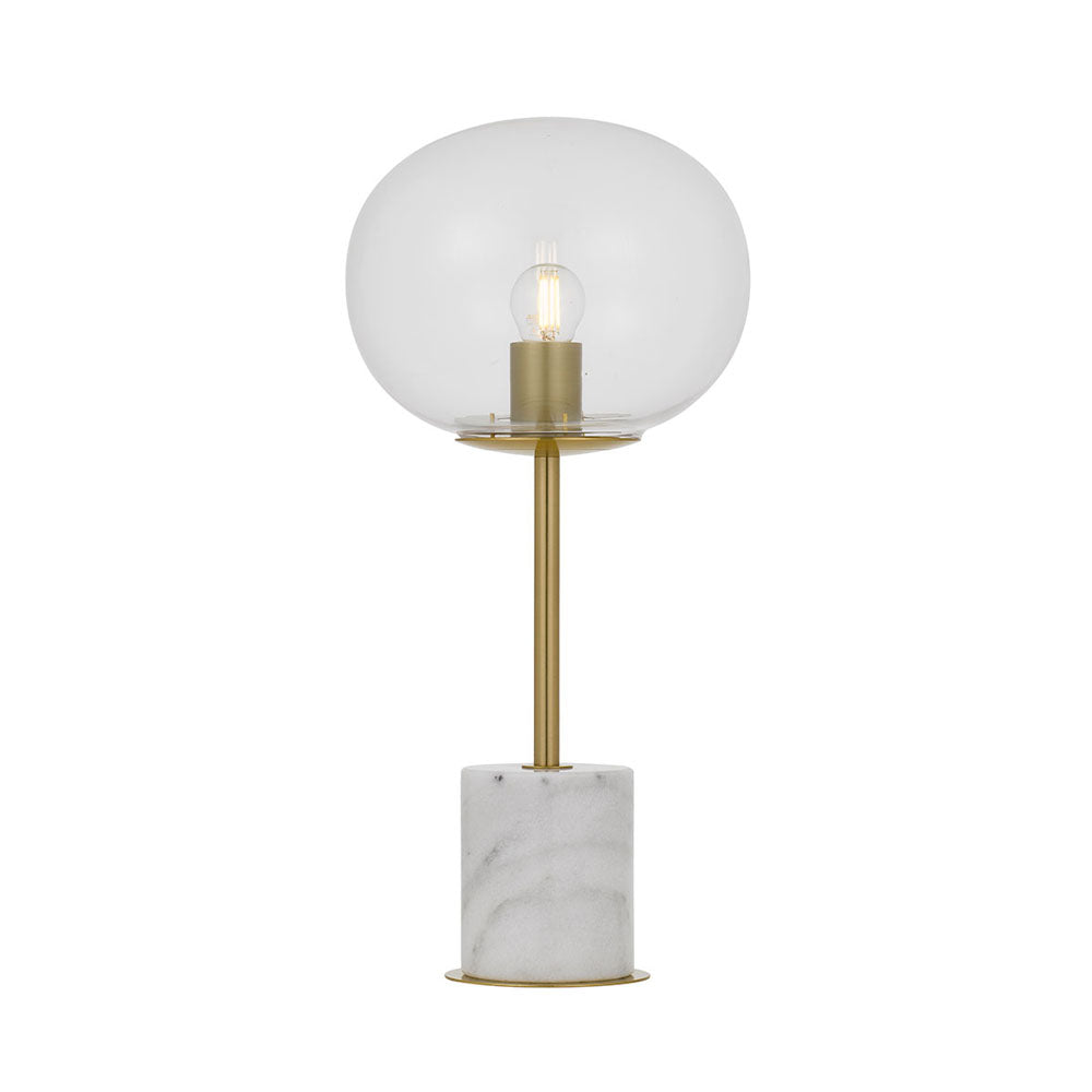 Dimas White Marble and Antique Gold Retro Table Lamp