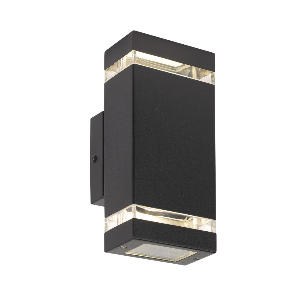 Dixon 2 Light Up/Down Black Overlight Pillar Exterior