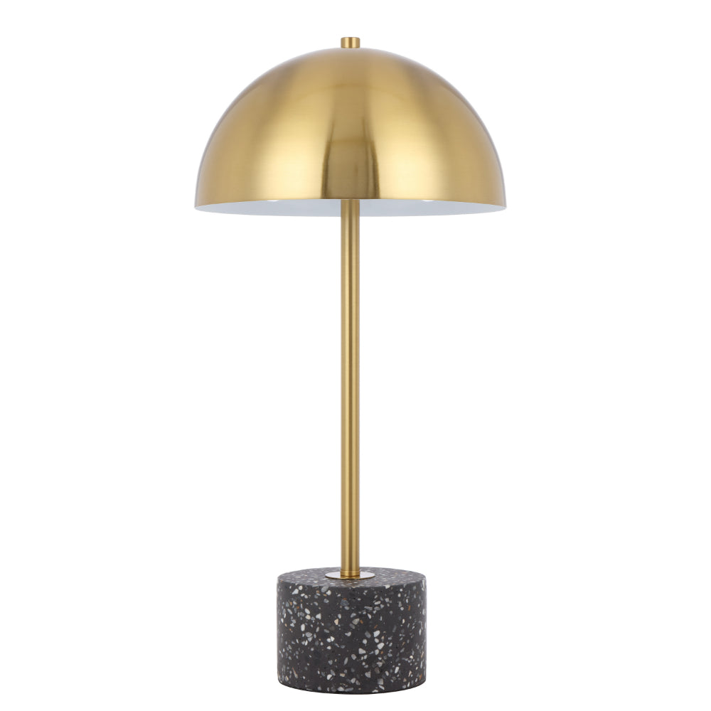 Domez Black Terrazzo and Antique Gold Modern Table Lamp