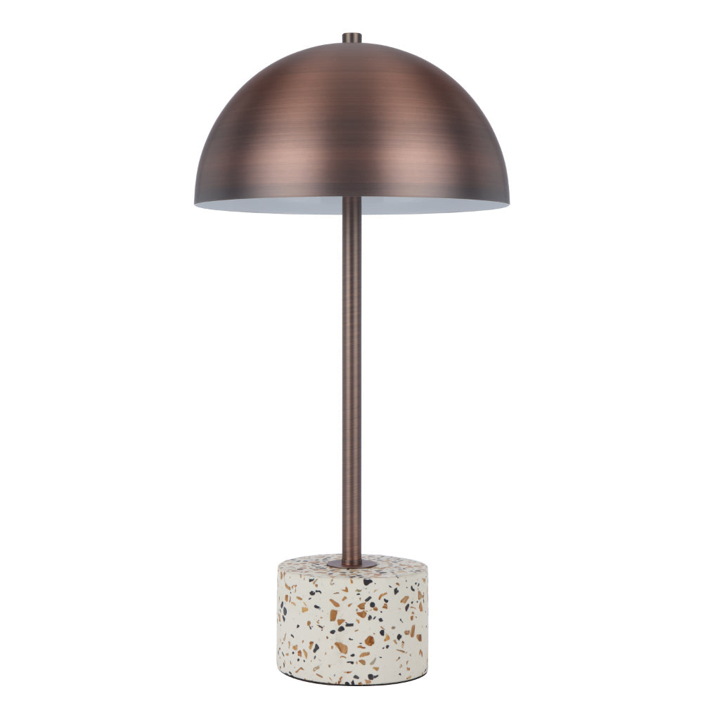 Domez White Terrazzo and Bronze Modern Table Lamp