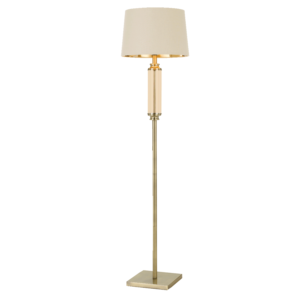 Dorcel Antique Brass and Amber Traditional Floor Lamp