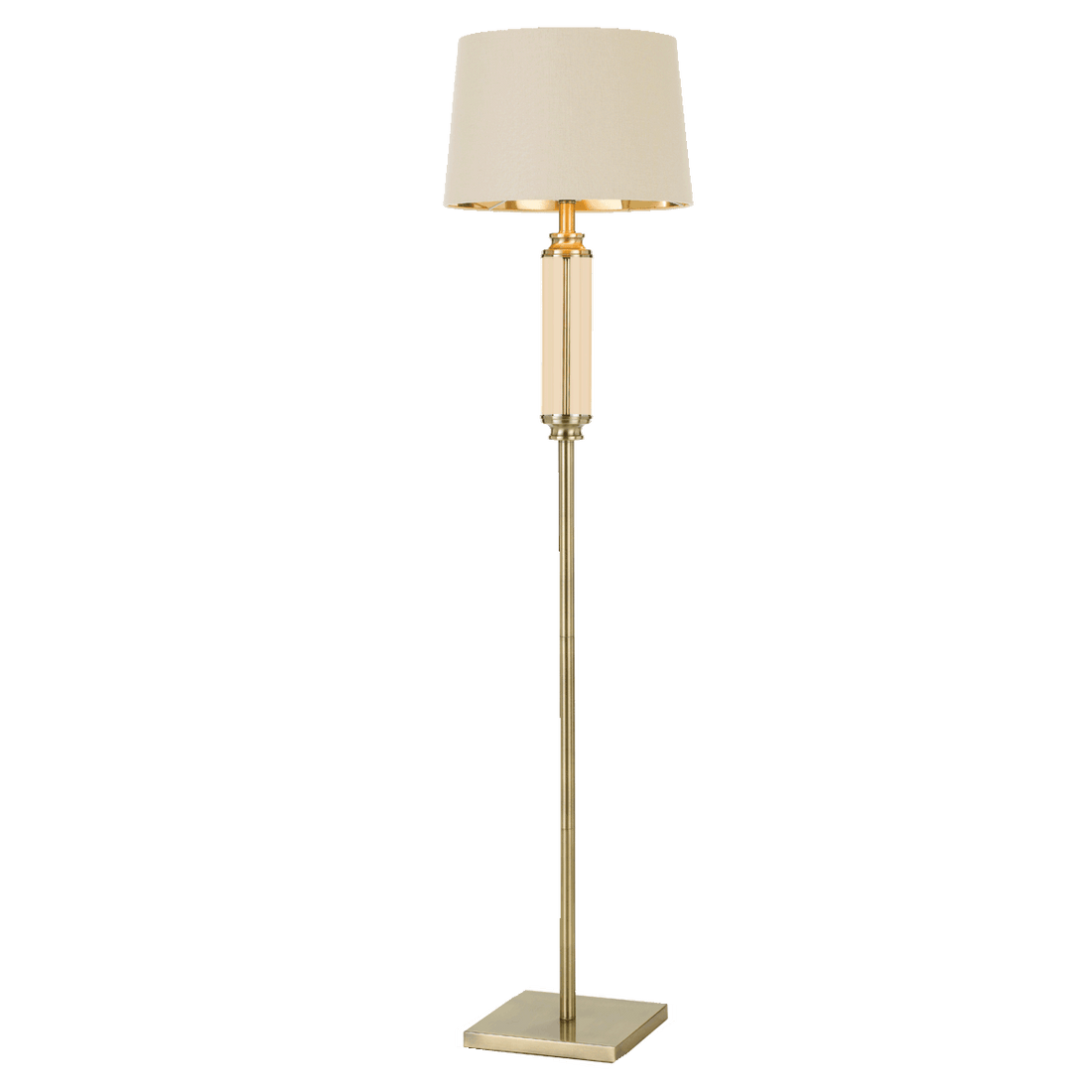 Dorcel Antique Brass and Amber Traditional Floor Lamp