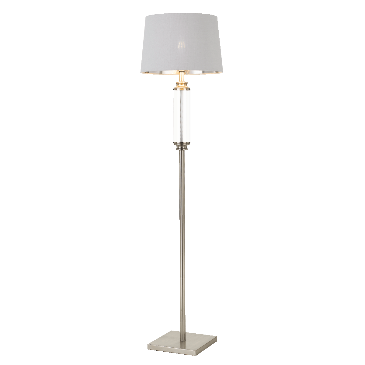 Dorcel Nickel and Clear Traditional Floor Lamp