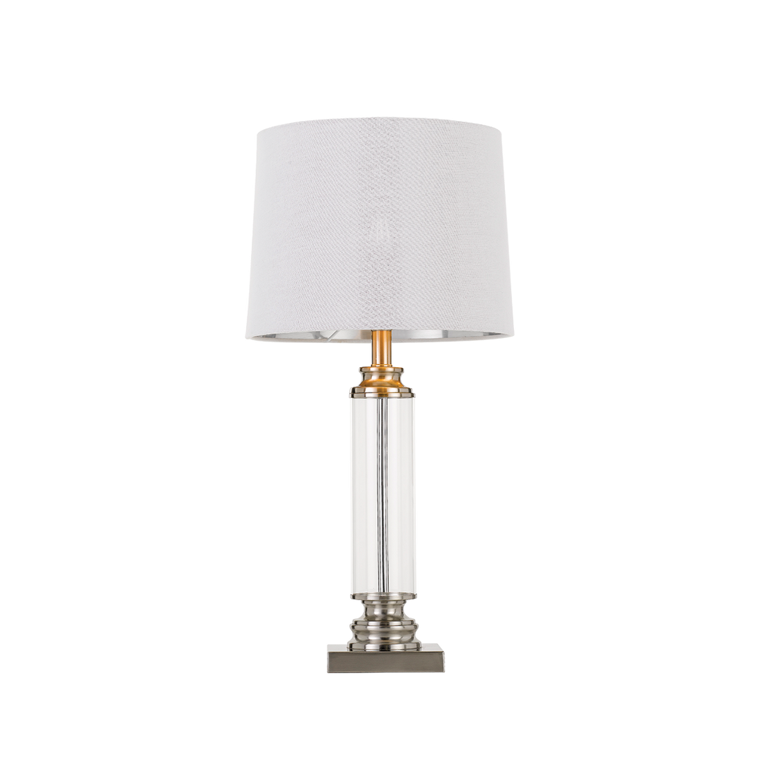 Dorcel Nickel and Clear Traditional Table Lamp