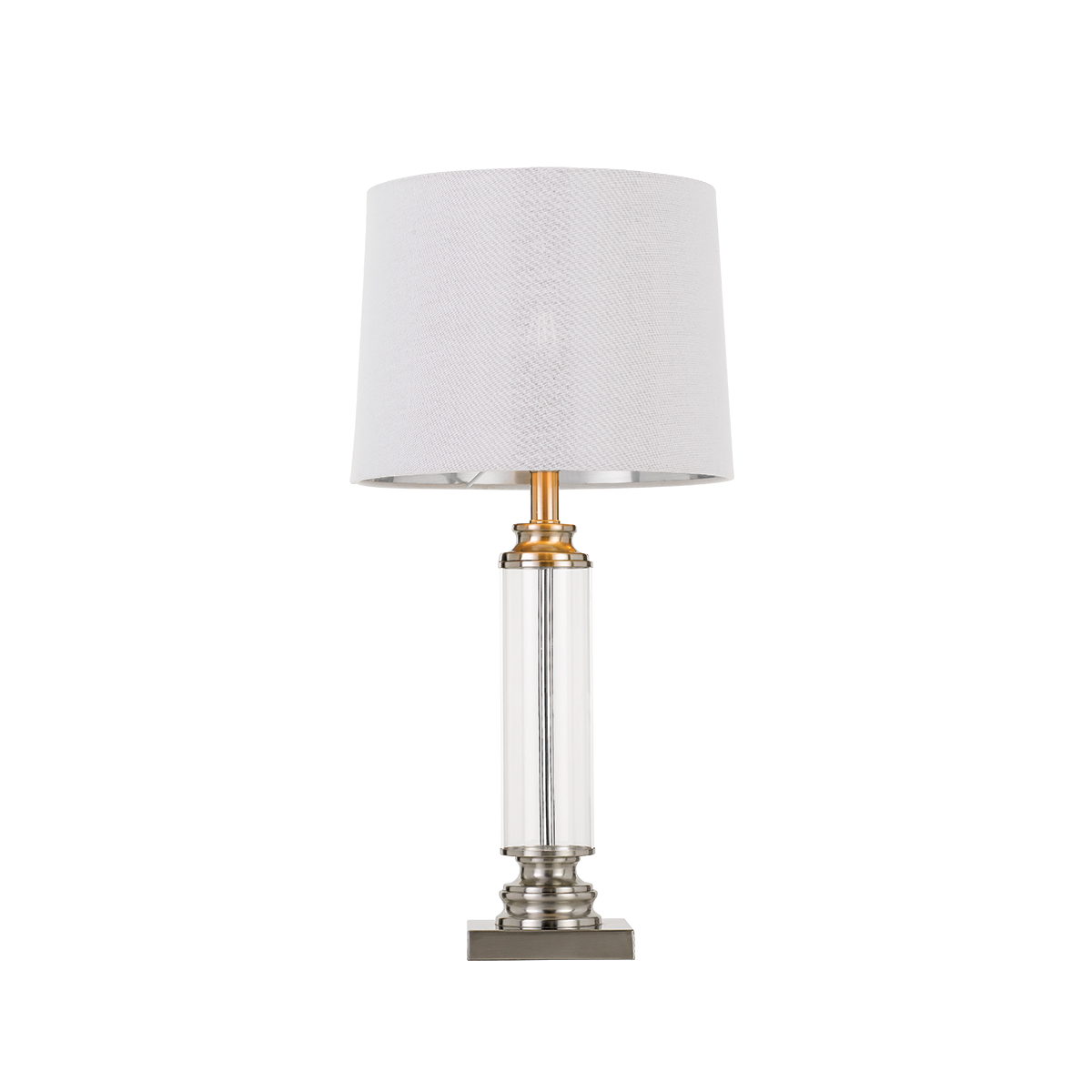 Dorcel Nickel and Clear Traditional Table Lamp