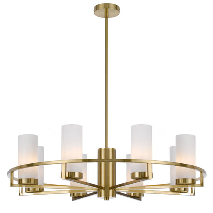 Eamon 8 Light Brass and Opal Glass Industrial Pendant
