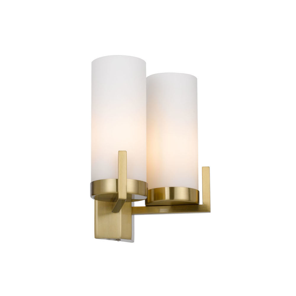 Eamon 2 Light Brass and Opal Glass Industrial Wall Light