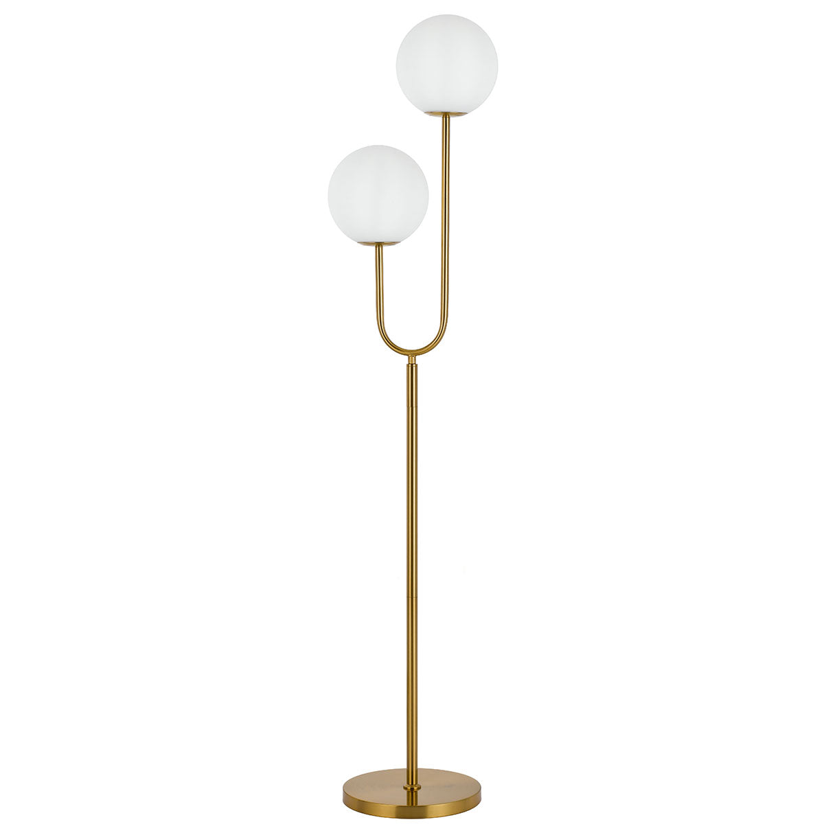 Eterna 2 Light Antique Gold with Opal Glass Floor Lamp