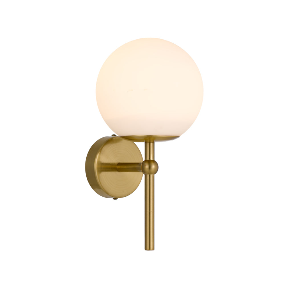 Eterna 1 Light Antique Gold with Opal Glass Wall Light