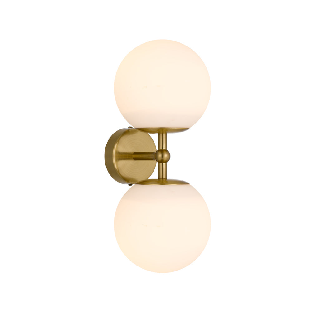 Eterna 2 Light Antique Gold with Opal Glass Wall Light