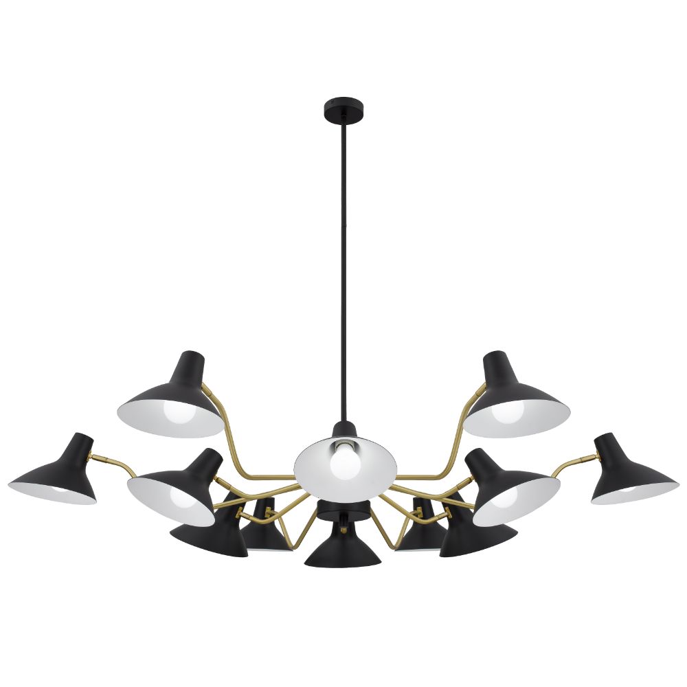 Farbon 12 Light Black Mid-Century Modern Pendant