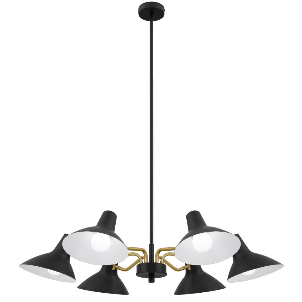 Farbon 6 Light Black Mid-Century Modern Pendant