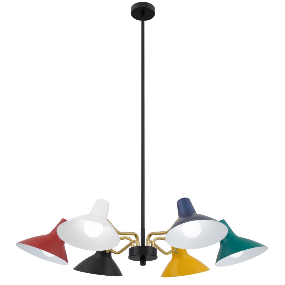 Farbon 6 Light Multi-Colour Mid-Century Modern Pendant