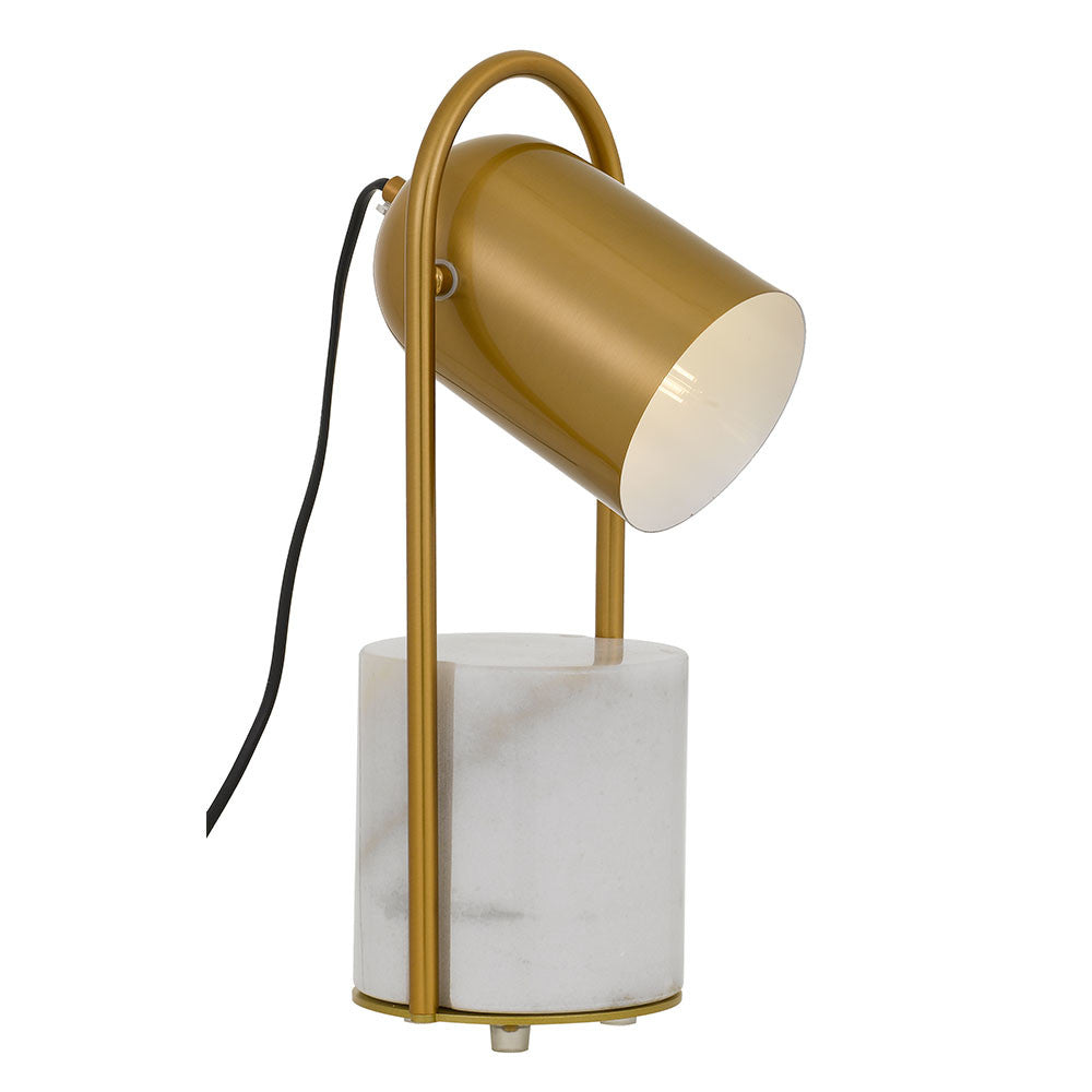 Fidel White Marble and Antique Gold Adjustable Table Lamp