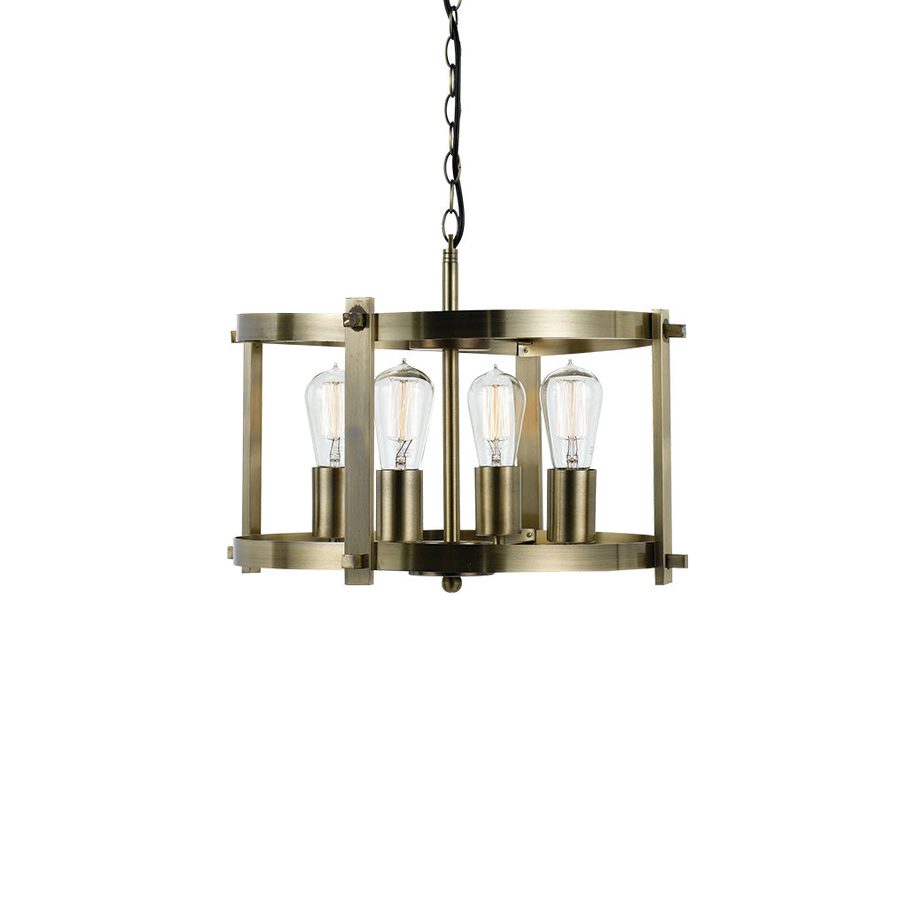 Finley 46cm 4 Light Brass Matt Drum Frame Pendant