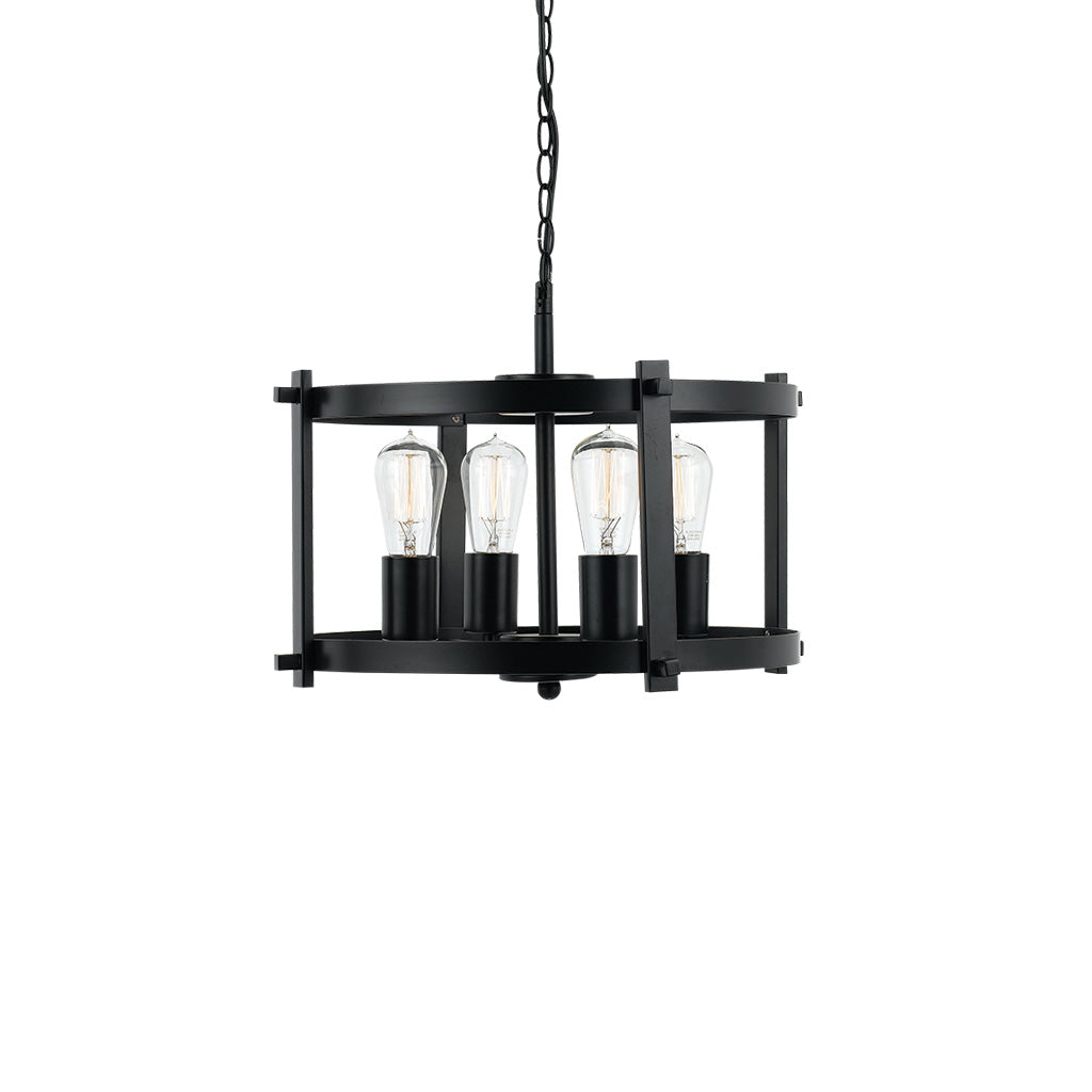 Finley 46cm 4 Light Black Matt Drum Frame Pendant