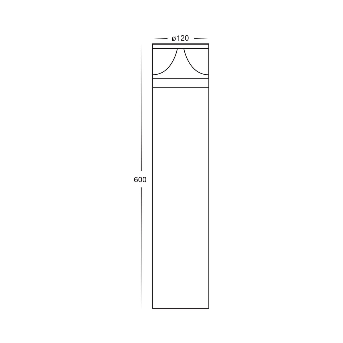 Divad 600mm Tri-colour Conal Split Diffuser Bollard