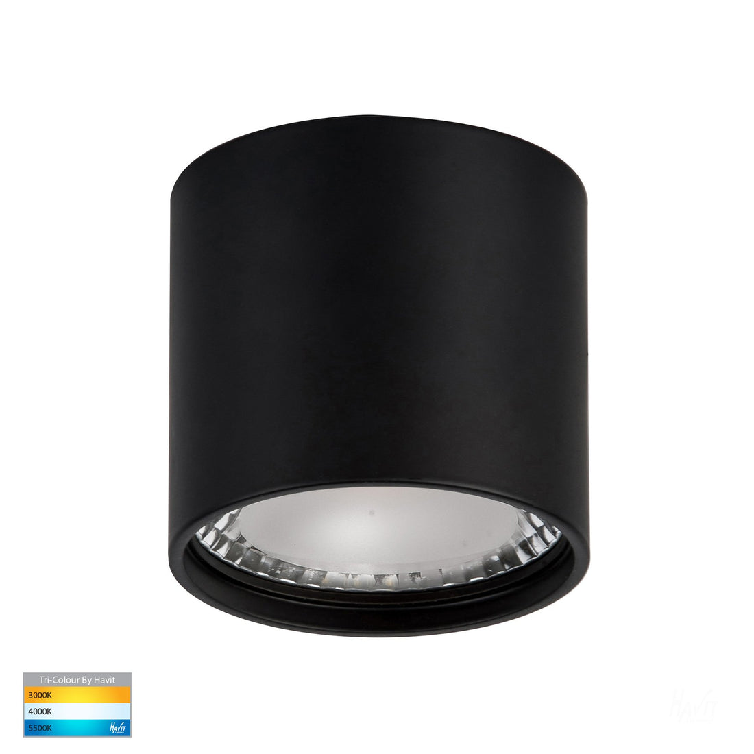 Nella 7w Short Black Tri-Colour LED Surface Mounted Downlight