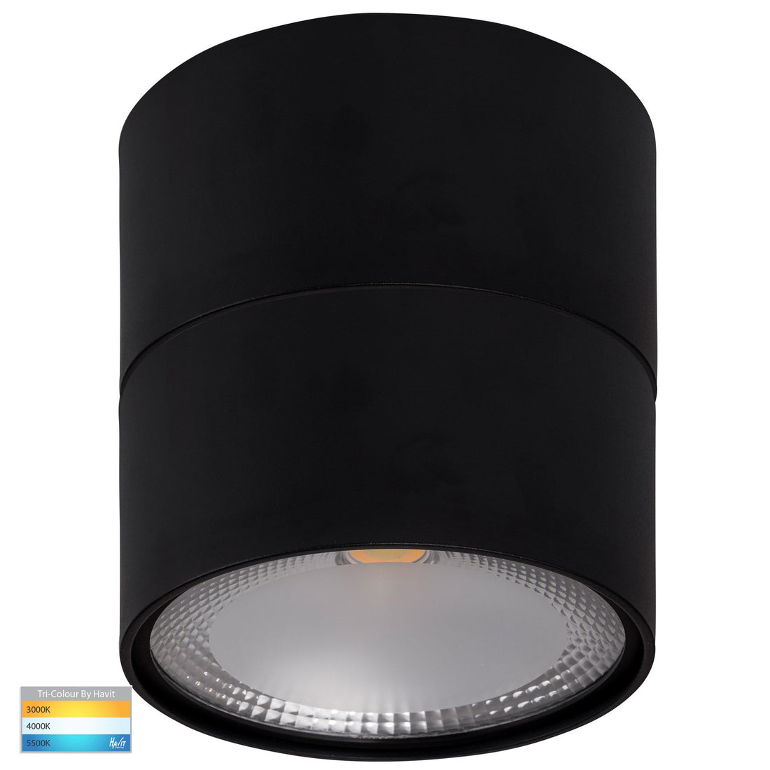 Nella 18w Tall Black Tri-Colour LED Surface Mounted Downlight