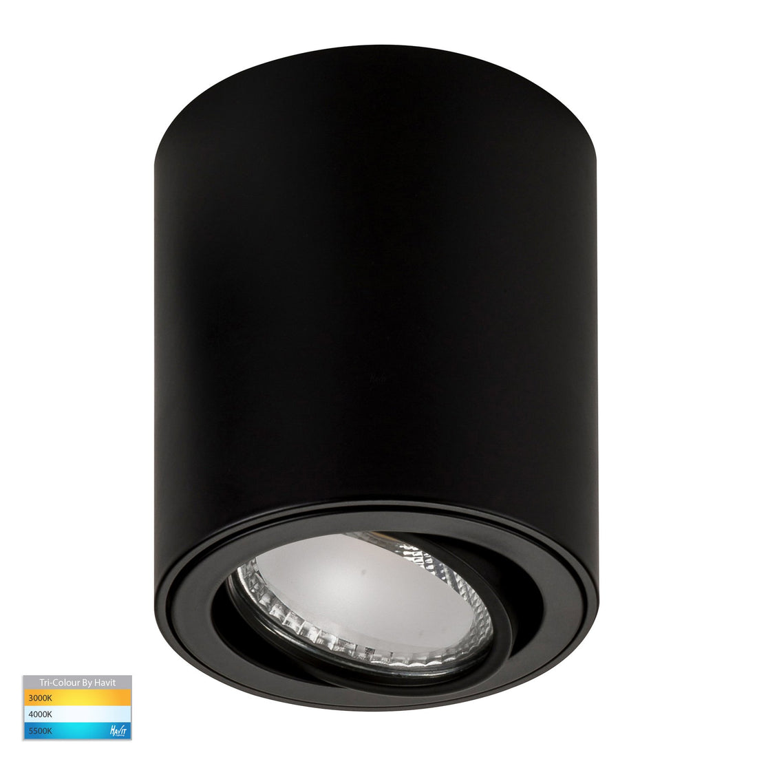 Nella 7w Adjustable Black Tri-Colour LED Surface Mounted Downlight