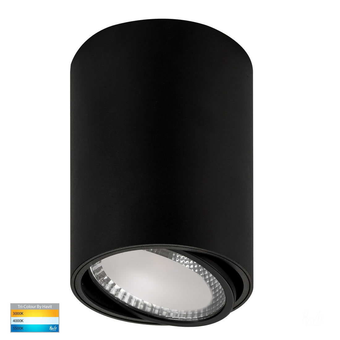 Nella 18w Adjustable Black Tri-Colour LED Surface Mounted Downlight