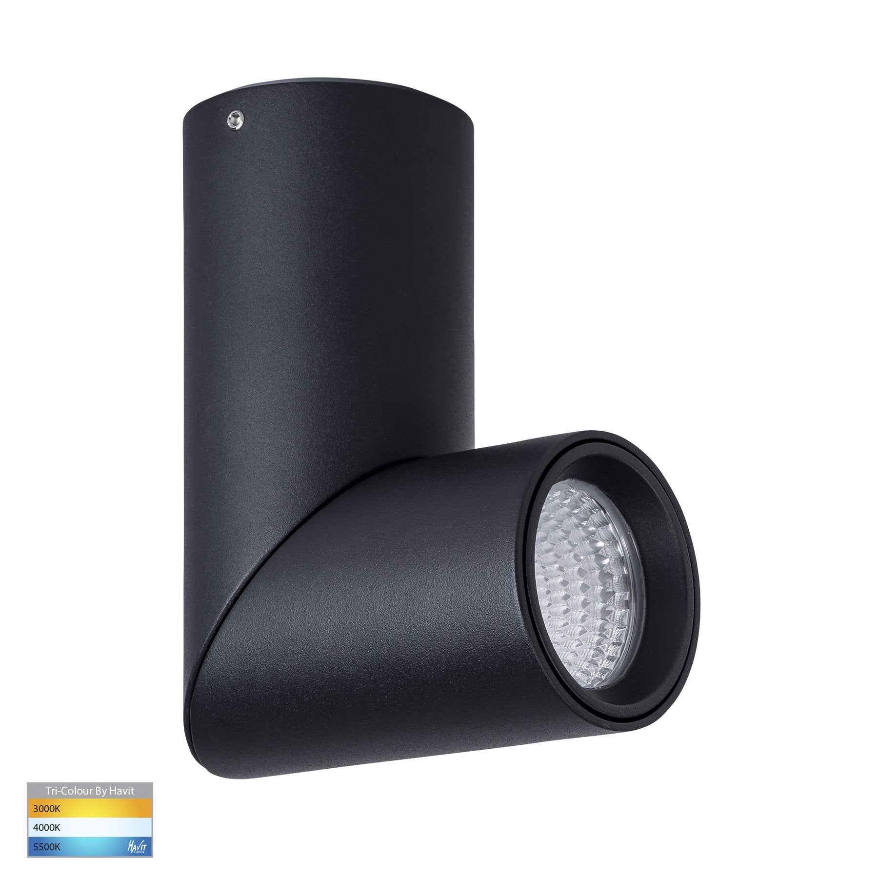 Nella 7w Rotatable Black Tri-Colour LED Surface Mounted Downlight
